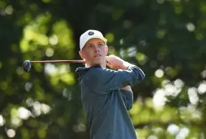 Costa Rica's Paul Chaplet tees off on the 3rd hole during Round 2 of the 80th Masters Golf Tournament at the Augusta National Golf Club on April 8, 2016, in Augusta, Georgia. / AFP PHOTO / Jim Watson